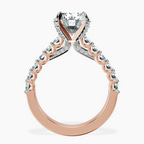 2.82 ct. round Austria Cathedral ring in 14kt rose gold side right image one