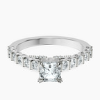 Platinum Austria Cathedral Lab Diamond Ring front image