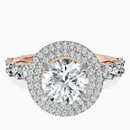 9ct Rose Gold Crowned Cresta Double Halo Lab Diamond Ring front image