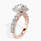 9ct Rose Gold Crowned Cresta Double Halo Lab Diamond Ring standing product image one