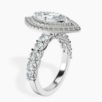 2.73 ct. marquise Crowned Cresta double halo ring in 14kt white gold standing product image one
