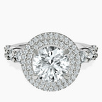18kt White Gold Crowned Cresta Double Halo Lab Diamond Ring front image