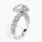 2.82 ct. round Crowned Cresta double halo ring in 14kt white gold standing product image one