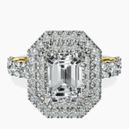 18kt Yellow Gold Crowned Cresta Double Halo Lab Diamond Ring front image