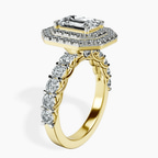 18kt Yellow Gold Crowned Cresta Double Halo Lab Diamond Ring standing product image one