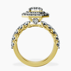 18kt Yellow Gold Crowned Cresta Double Halo Lab Diamond Ring side right image one