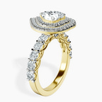18kt Yellow Gold Crowned Cresta Double Halo Lab Diamond Ring standing product image one