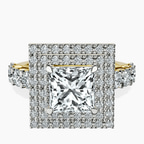 18kt Yellow Gold Crowned Cresta Double Halo Lab Diamond Ring front image