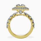 18kt Yellow Gold Crowned Cresta Double Halo Lab Diamond Ring side right image one