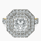 18kt Yellow Gold Crowned Cresta Double Halo Lab Diamond Ring front image