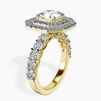 18kt Yellow Gold Crowned Cresta Double Halo Lab Diamond Ring standing product image one