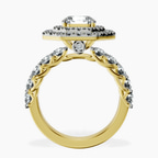18kt Yellow Gold Crowned Cresta Double Halo Lab Diamond Ring side right image one