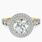 18kt Yellow Gold Crowned Cresta Double Halo Lab Diamond Ring front image