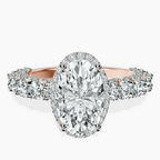 18ct Rose Gold Enchanté Side Stones Halo Lab Diamond Ring front image