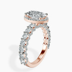 18ct Rose Gold Enchanté Side Stones Halo Lab Diamond Ring standing product image one