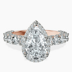 18ct Rose Gold Enchanté Side Stones Halo Lab Diamond Ring front image