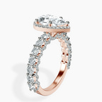 18ct Rose Gold Enchanté Side Stones Halo Lab Diamond Ring standing product image one