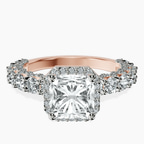 18ct Rose Gold Enchanté Side Stones Halo Lab Diamond Ring front image