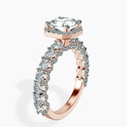 18ct Rose Gold Enchanté Side Stones Halo Lab Diamond Ring standing product image one