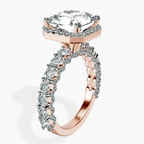 14kt Rose Gold Enchanté Side Stones Halo Lab Diamond Ring standing product image one