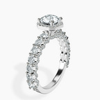 Platinum Enchanté Side Stones Halo Lab Diamond Ring standing product image one