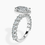2.90 ct. oval Enchanté side stone halo ring in 18kt white gold standing product image one