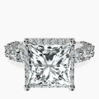 Platinum Enchanté Side Stones Halo Lab Diamond Ring front image