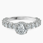 18kt White Gold Enchanté Side Stones Halo Lab Diamond Ring front image