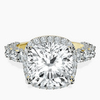 10kt Yellow Gold Enchanté Side Stones Halo Lab Diamond Ring front image