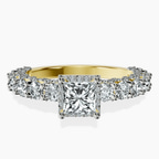 10kt Yellow Gold Enchanté Side Stones Halo Lab Diamond Ring front image