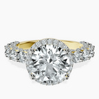 10kt Yellow Gold Enchanté Side Stones Halo Lab Diamond Ring front image
