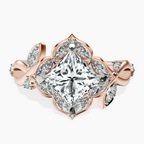 14kt Rose Gold Garden Bloom Side Stone Lab Diamond Ring front image