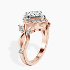 14kt Rose Gold Garden Bloom Side Stone Lab Diamond Ring standing product image one