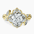 10kt Yellow Gold Garden Bloom Side Stone Lab Diamond Ring front image