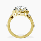 2.82 ct. round Garden Bloom Side Stone Ring in 14kt yellow gold side right image one