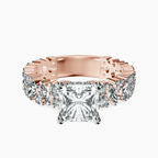 18kt Rose Gold Skylar Side Stone Encrusted Lab Diamond Ring front image