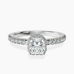 Platinum Cleopatra Halo Lab Diamond Ring front image