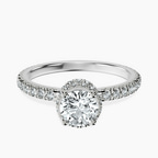 18kt White Gold Cleopatra Halo Lab Diamond Ring front image
