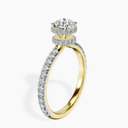 14kt Yellow Gold Cleopatra Halo Lab Diamond Ring standing product image one
