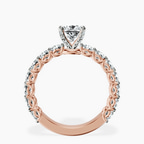 1.49 ct. cushion Genelia Ring in 14kt rose gold side right image one