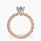 9ct Rose Gold Genelia Side Stone Lab Diamond Ring side right image one