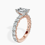 9ct Rose Gold Genelia Side Stone Lab Diamond Ring standing product image one