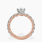 9ct Rose Gold Genelia Side Stone Lab Diamond Ring side right image one