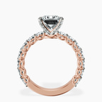 9ct Rose Gold Genelia Side Stone Lab Diamond Ring side right image one