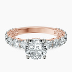 14kt Rose Gold Genelia Side Stone Lab Diamond Ring front image