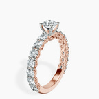 18kt Rose Gold Genelia Side Stone Lab Diamond Ring standing product image one