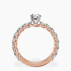 18kt Rose Gold Genelia Side Stone Lab Diamond Ring side right image one