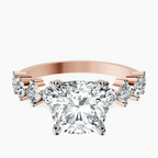18kt Rose Gold Edna Side Stone Lab Diamond Ring front image