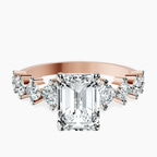 18ct Rose Gold Edna Side Stone Lab Diamond Ring front image