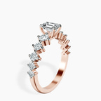 14kt Rose Gold Edna Side Stone Lab Diamond Ring standing product image one